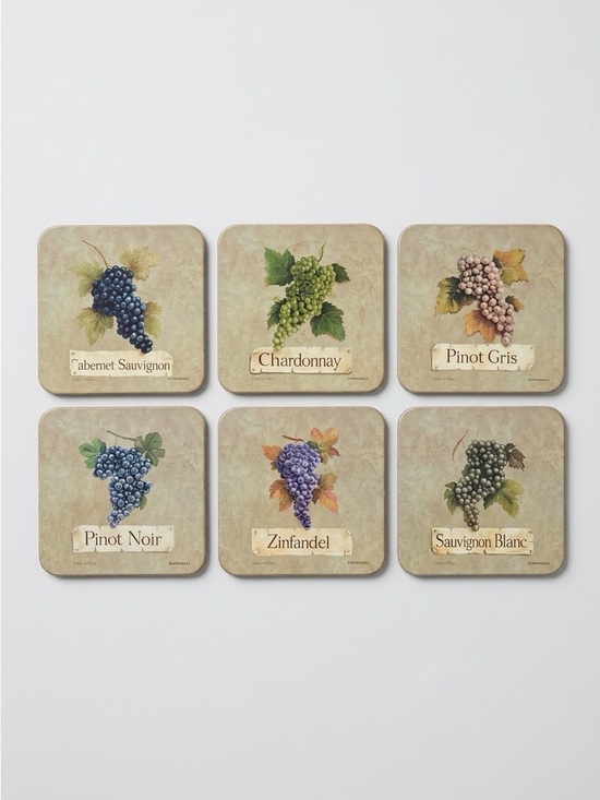 Pimpernel Other - Pimpernel England Vineyard Grapes Cork Coasters Set of 6 Wine Country Barware